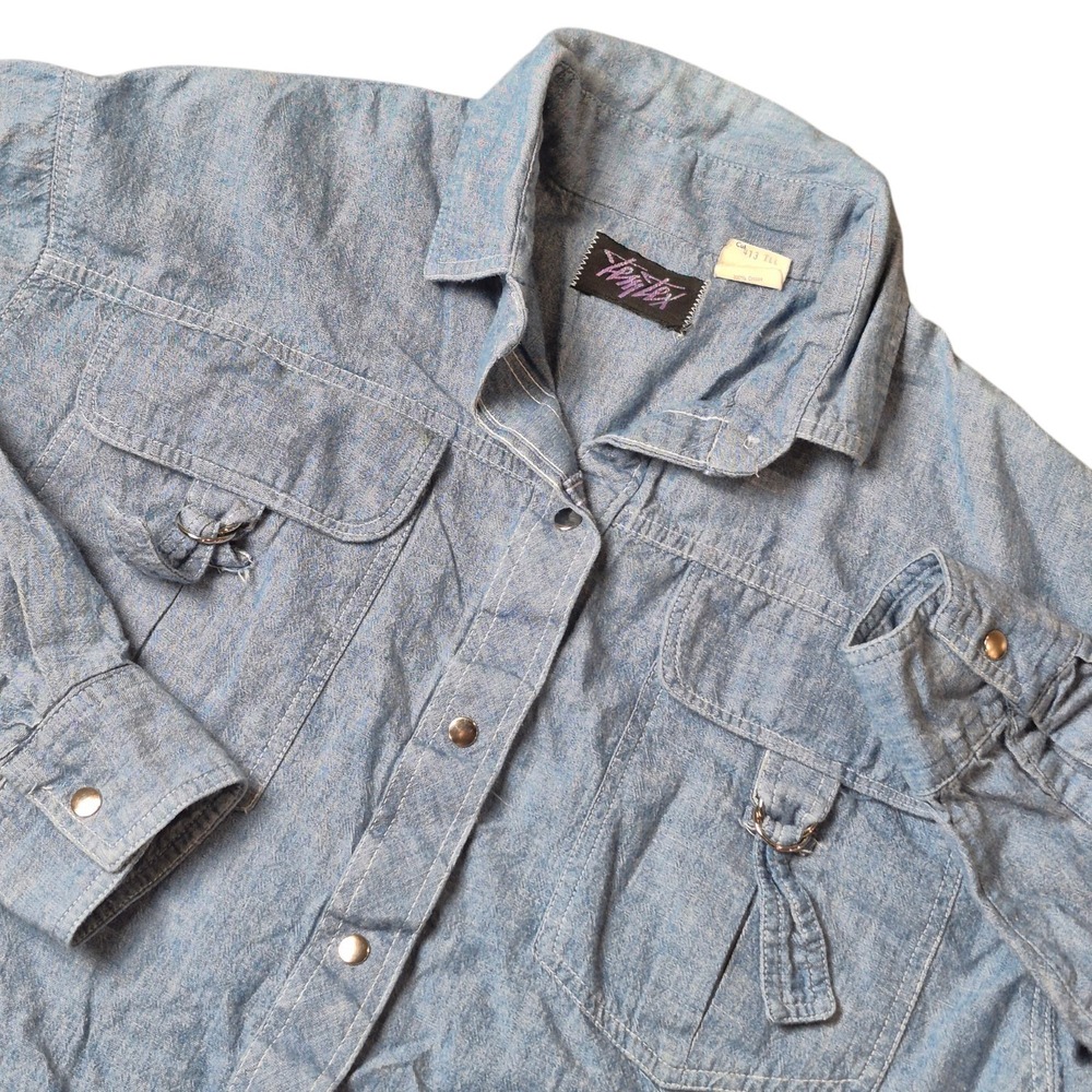 VTG Temtex‎ Womens Medium Chambray Denim Western Ranch Work USA